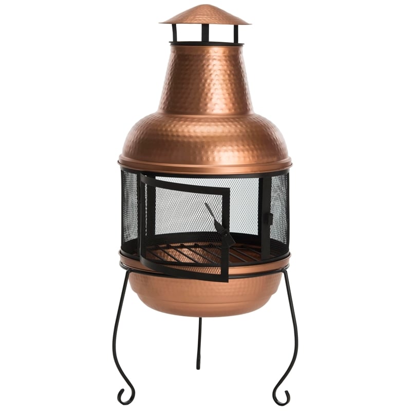 Safavieh Lima Chiminea Fireplace in Copper and Black