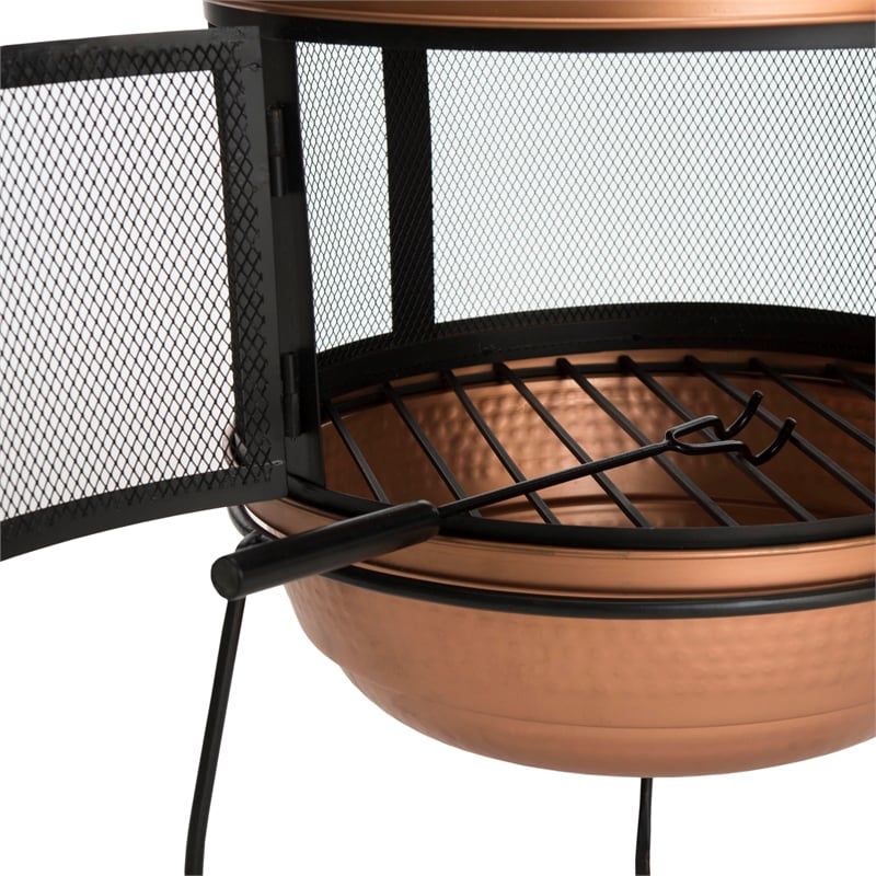 Safavieh Lima Chiminea Fireplace in Copper and Black