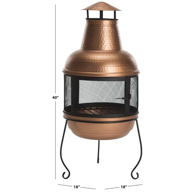 Safavieh Lima Chiminea Fireplace in Copper and Black