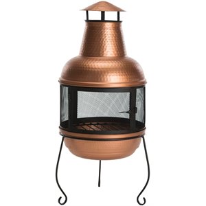 safavieh lima chiminea fireplace in copper and black