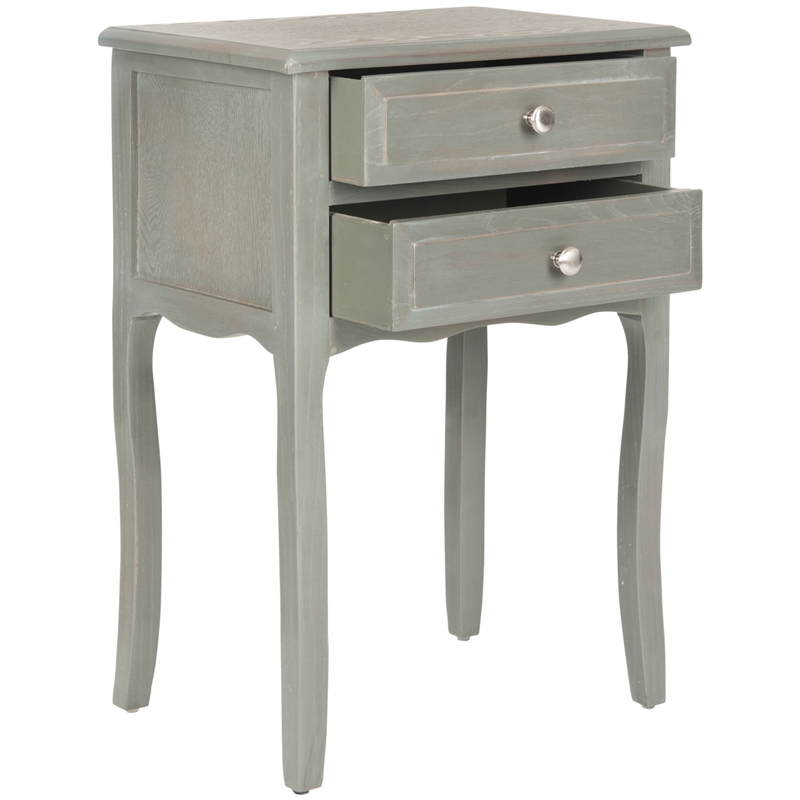 Safavieh Lori Wood End Table With Storage Drawers in Gray
