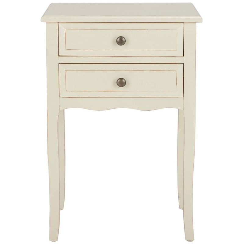 Safavieh Lori Wood End Table With Storage Drawers in Cream