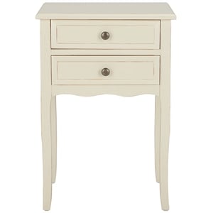 Safavieh Lori Wood End Table With Storage Drawers in Cream