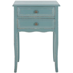 Safavieh Lori Pine Wood End Table With Storage Drawers in Blue