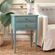Safavieh Lori Pine Wood End Table With Storage Drawers in Blue