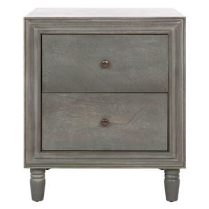 Safavieh Blaise Solid Wood Nightstand with Storage Drawers in Ash Gray