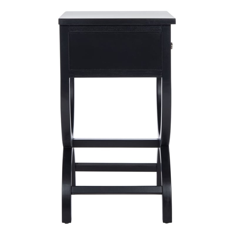 Safavieh Maxine Pine Wood Accent Table With Storage Drawer in Black