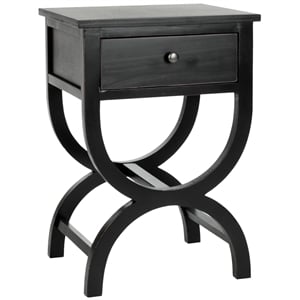 Safavieh Maxine Pine Wood Accent Table With Storage Drawer in Black