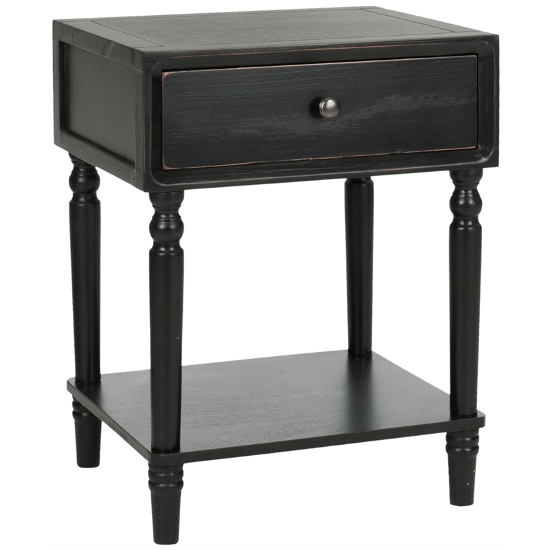 Safavieh Siobhan Wood Accent Table With Storage Drawer in Black