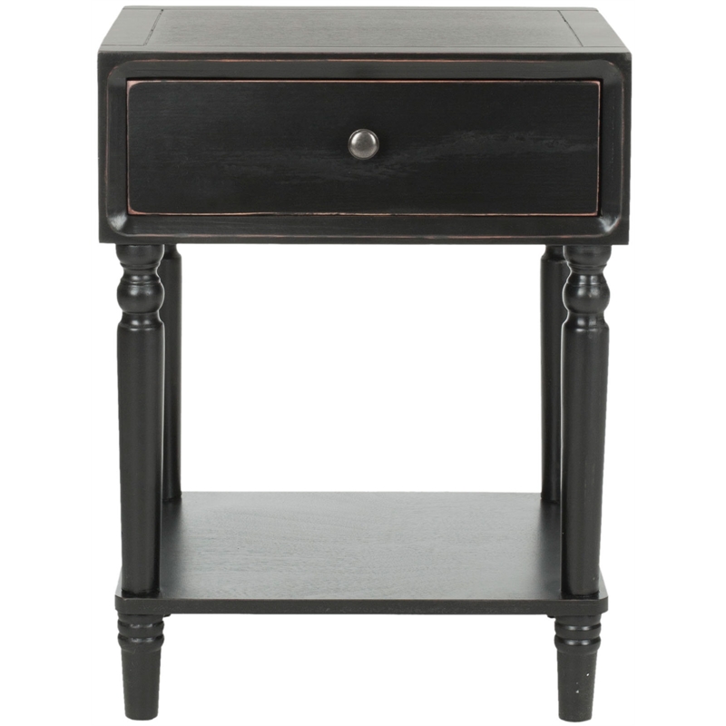 Safavieh Siobhan Wood Accent Table With Storage Drawer in Black
