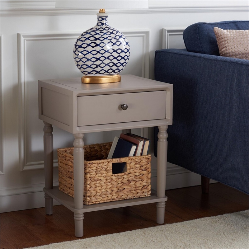 Safavieh Siobhan Wood Accent Table With Storage Drawer in Gray Mauve