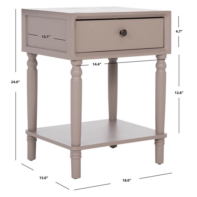 Safavieh Siobhan Wood Accent Table With Storage Drawer in Gray Mauve