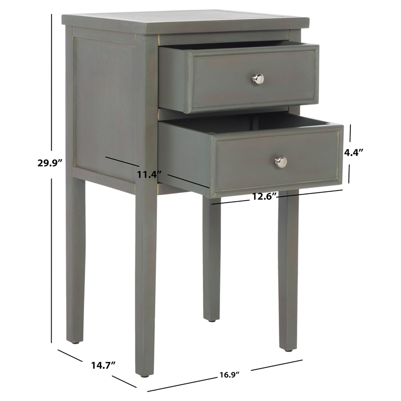 Safavieh Toby Wood Accent Table with Storage Drawers in Ash