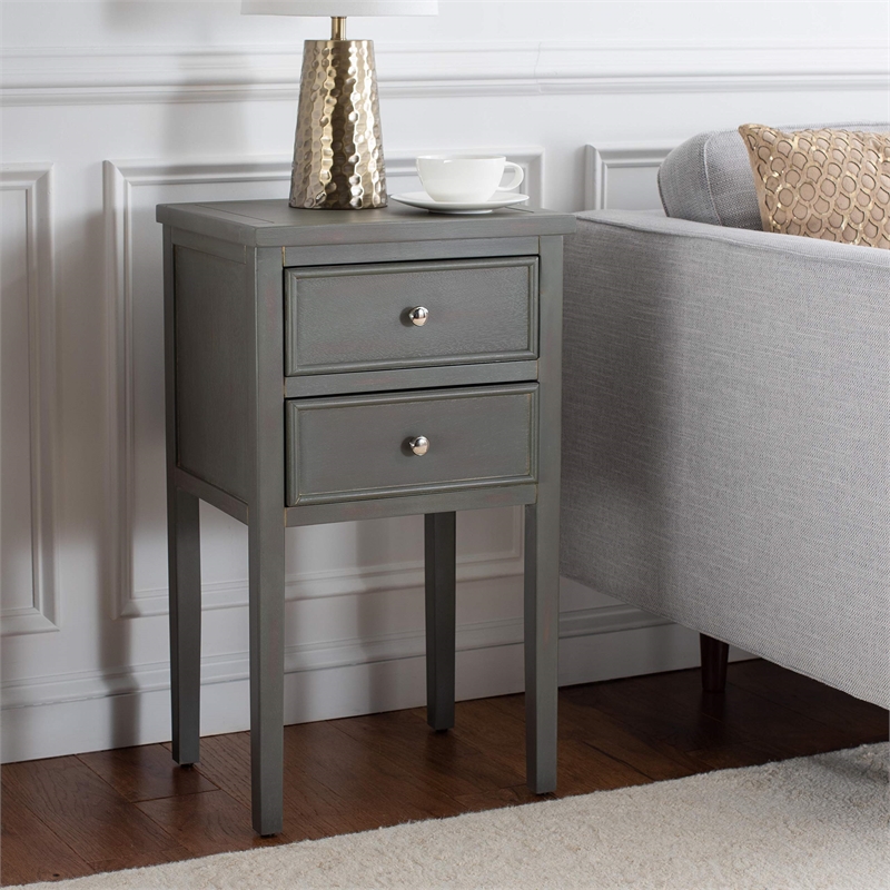 Safavieh Toby Wood Accent Table with Storage Drawers in Ash