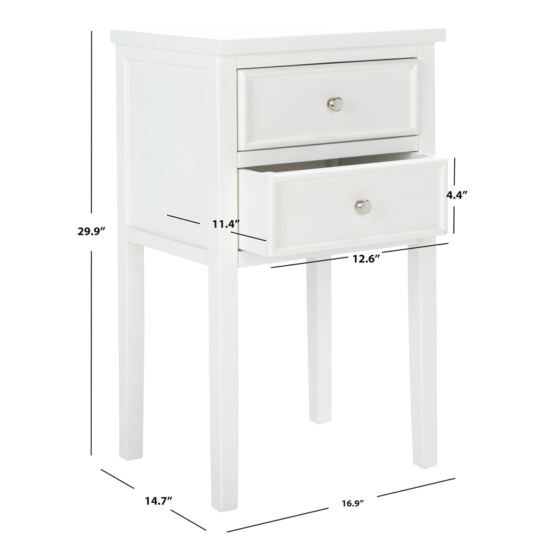 Safavieh Toby Wood Accent Table with Storage Drawers in White