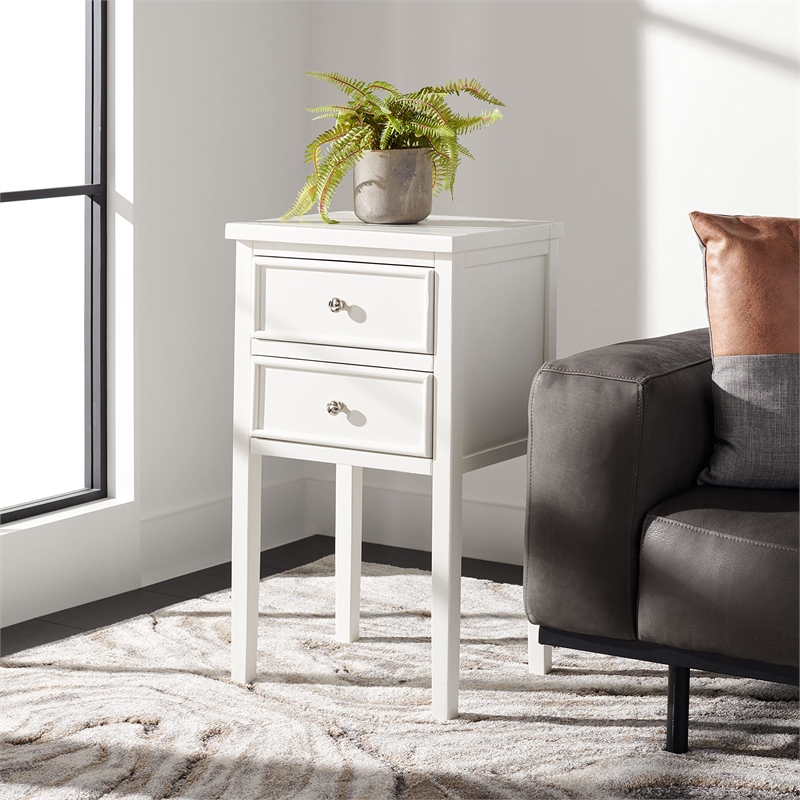 Safavieh Toby Wood Accent Table with Storage Drawers in White