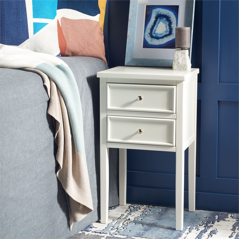 Safavieh Toby Wood Accent Table with Storage Drawers in White