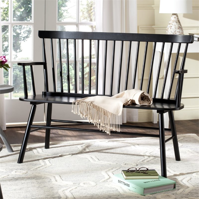 Safavieh Addison Spindle Settee in Black