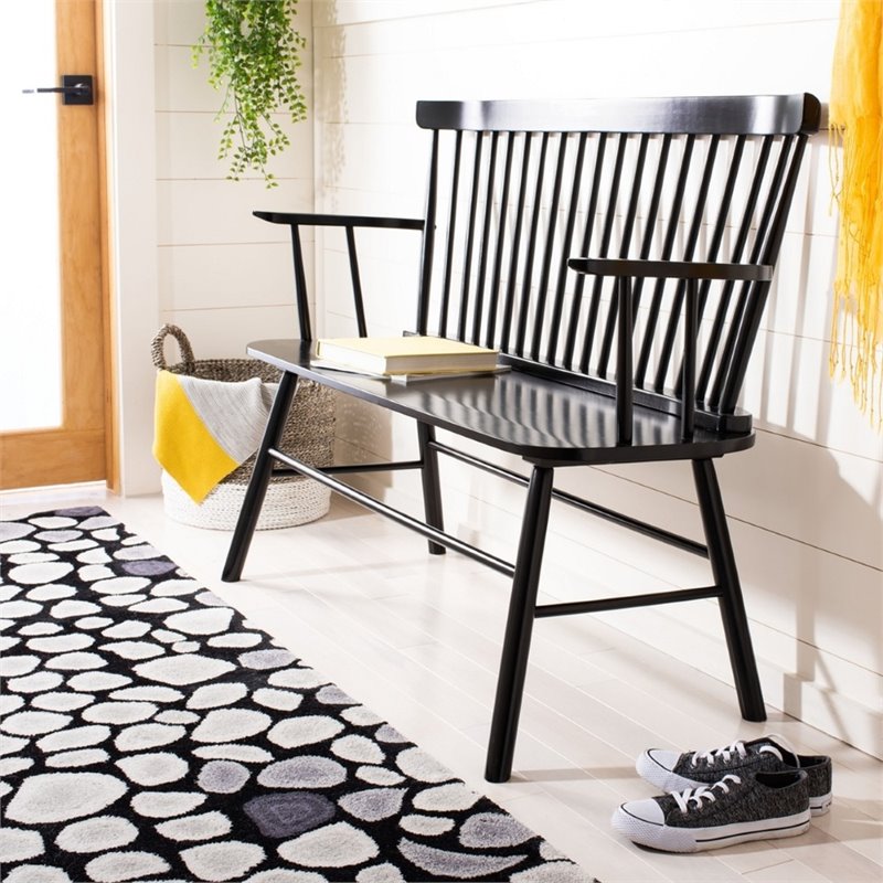Safavieh Addison Spindle Settee in Black