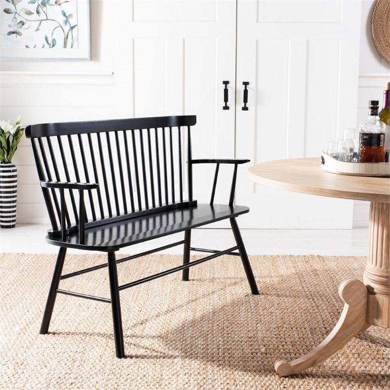 Safavieh Addison Spindle Settee in Black
