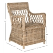 Safavieh Hinaku Rattan Arm Chair with Lattice Weave Back in Natural/Gray