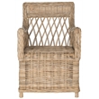 Safavieh Hinaku Rattan Arm Chair with Lattice Weave Back in Natural/Gray