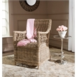 Safavieh Hinaku Rattan Arm Chair with Lattice Weave Back in Natural/Gray