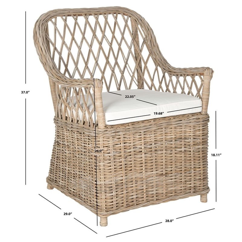 Safavieh Maluku Rattan Frame Arm Chair in Natural