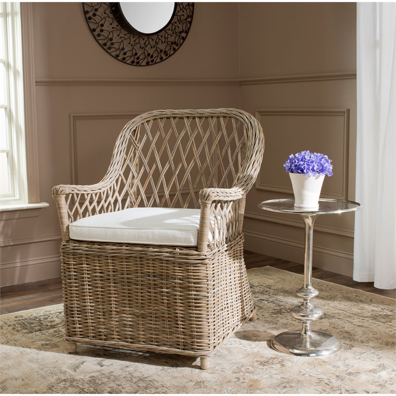 Safavieh Maluku Rattan Frame Arm Chair in Natural