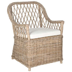 Safavieh Maluku Rattan Frame Arm Chair in Natural