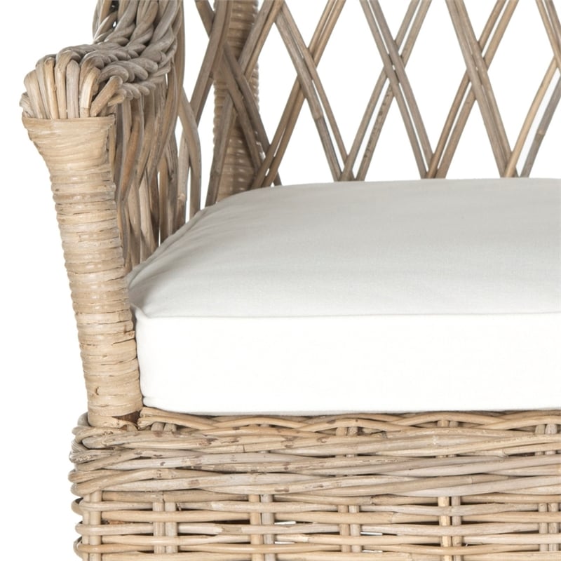 Safavieh Maluku Rattan Frame Arm Chair in Natural