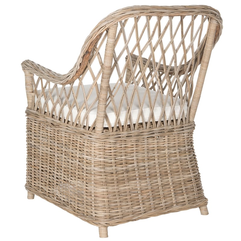 Safavieh Maluku Rattan Frame Arm Chair in Natural