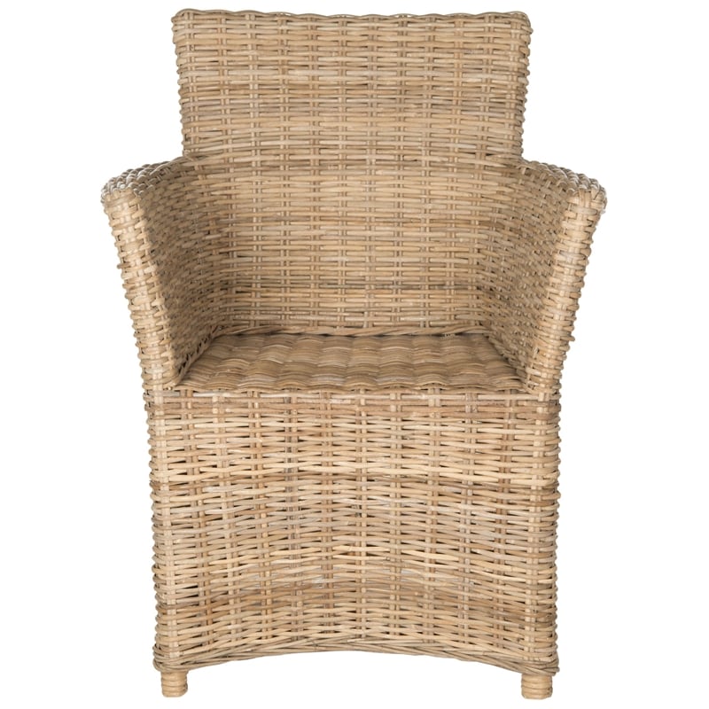 Safavieh Natuna Rattan Arm Chair in Natural/Soft Gray
