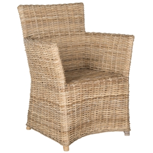 Safavieh Natuna Rattan Arm Chair in Natural/Soft Gray