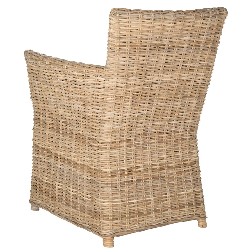 Safavieh Natuna Rattan Arm Chair in Natural/Soft Gray