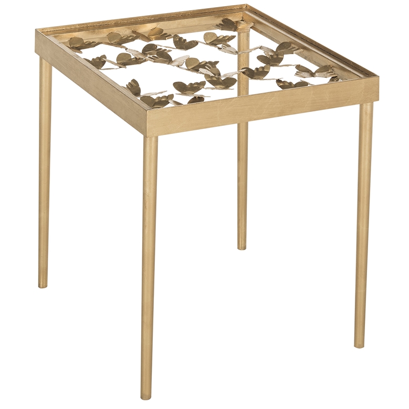 Safavieh Rosalie Butterfly Accent End Table in Gold and Clear