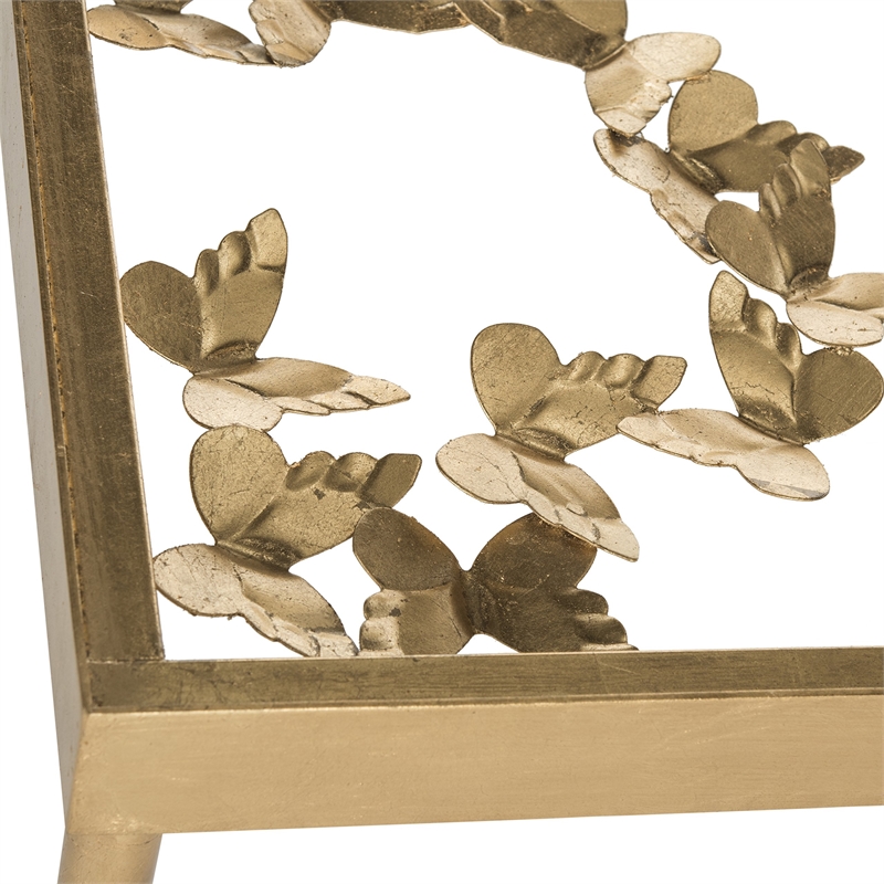 Safavieh Rosalie Butterfly Accent End Table in Gold and Clear