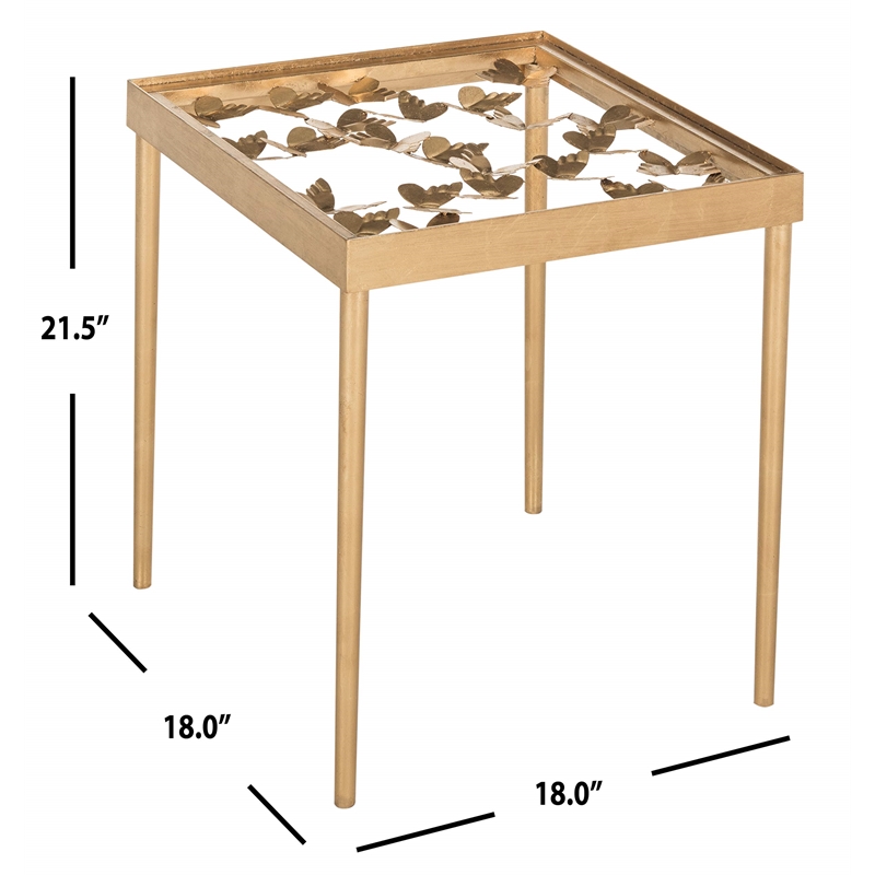 Safavieh Rosalie Butterfly Accent End Table in Gold and Clear