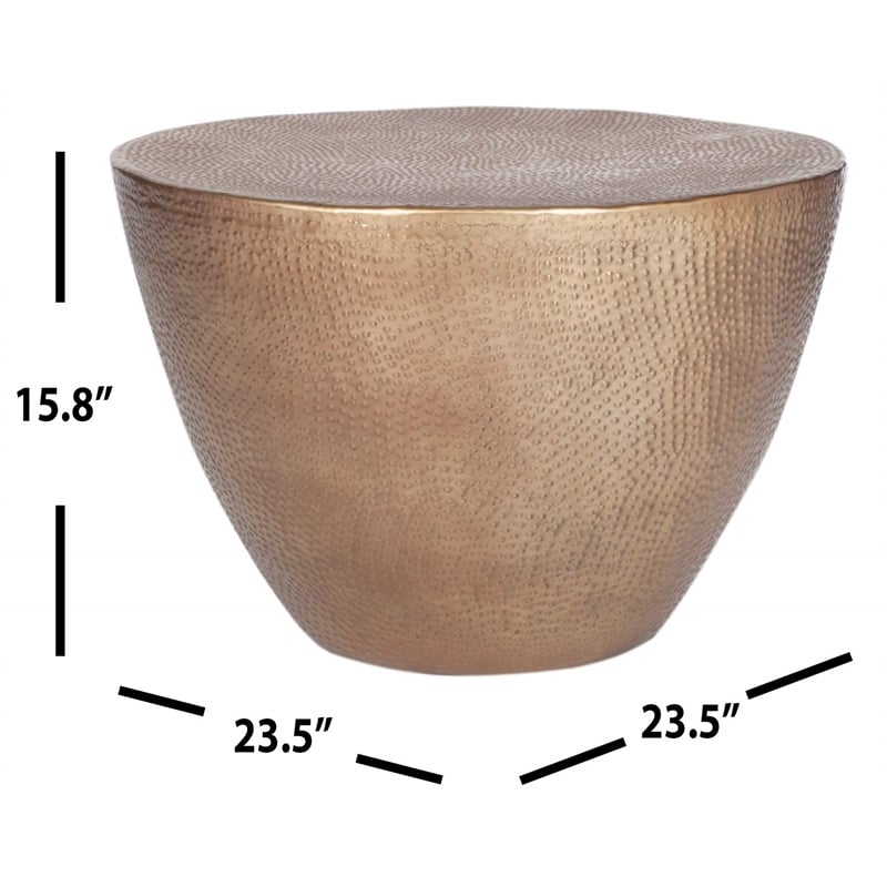 Safavieh Myrtis Round Metal Accent Coffee Table in Brass