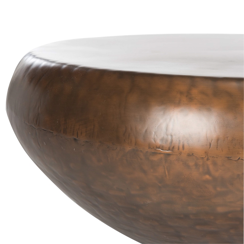 Safavieh Patience Round Metal Accent Coffee Table in Copper