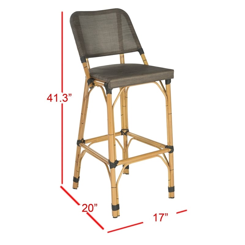 Safavieh Deltana PE Wicker and Aluminum Bar Stool in Brown
