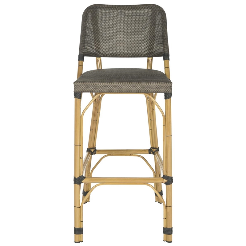 Safavieh Deltana PE Wicker and Aluminum Bar Stool in Brown