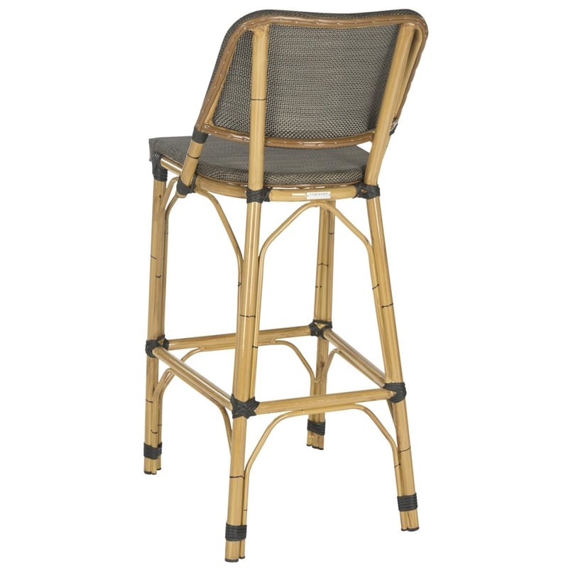 Safavieh Deltana PE Wicker and Aluminum Bar Stool in Brown
