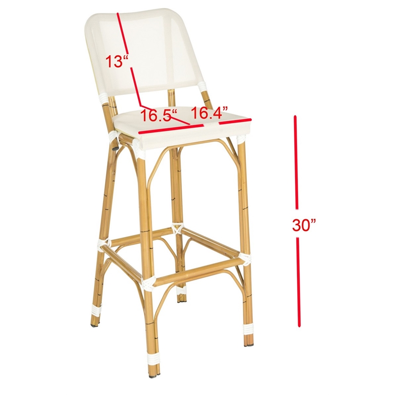 Safavieh Deltana PE Wicker and Aluminum Bar Stool in Beige