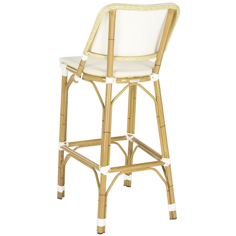 Safavieh Deltana PE Wicker and Aluminum Bar Stool in Beige