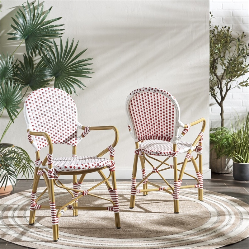 Safavieh Hooper Indoor-Outdoor Stacking Armchair in Red/White
