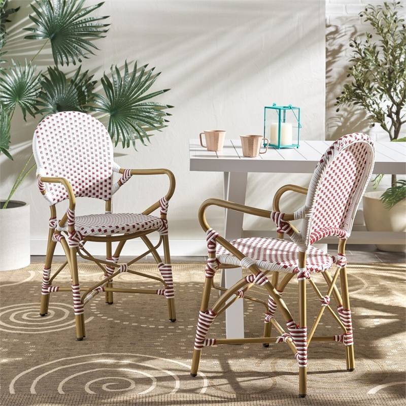 Safavieh Hooper Indoor-Outdoor Stacking Armchair in Red/White