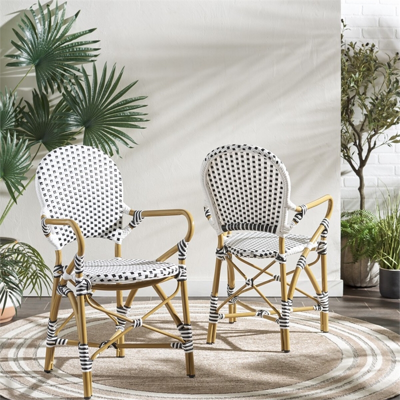 Safavieh Hooper Indoor-Outdoor Stacking Armchair in Black/White