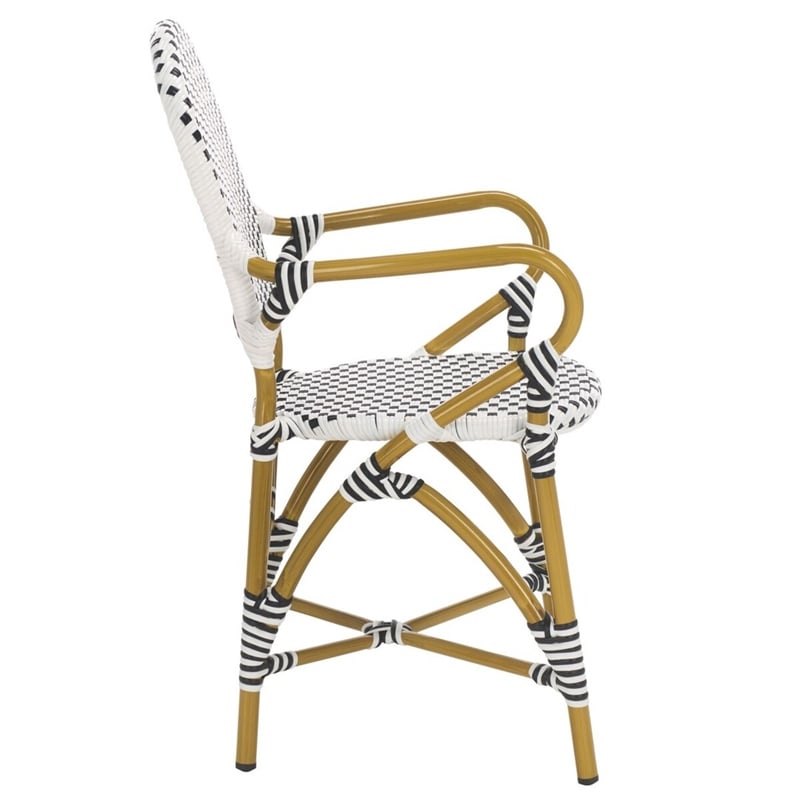 Safavieh Hooper Indoor-Outdoor Stacking Armchair in Black/White