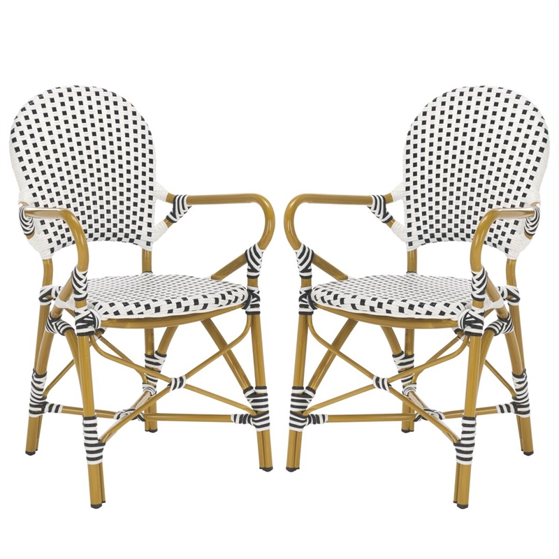 Safavieh Hooper Indoor-Outdoor Stacking Armchair in Black/White